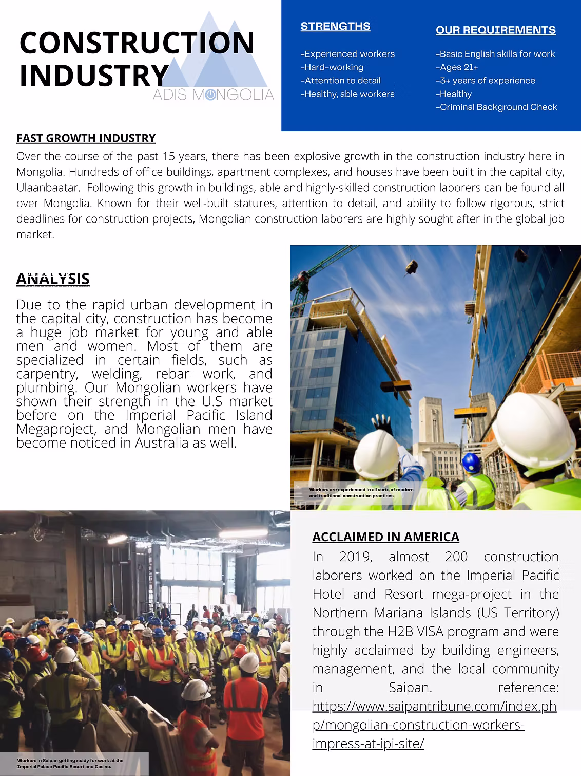 Mongolia's National H2B Program
